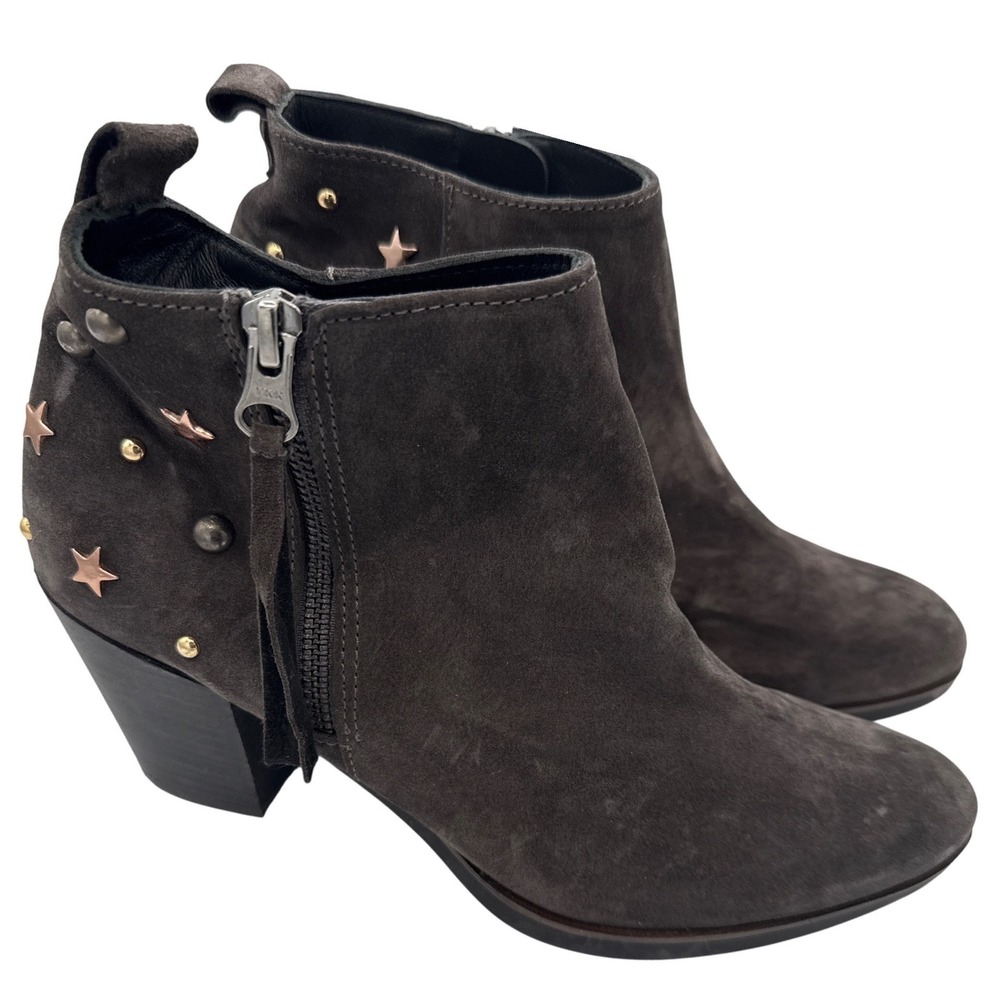 Eric Michael Dark Brown Suede Star Studded Ankle Boots Western Booties NWT